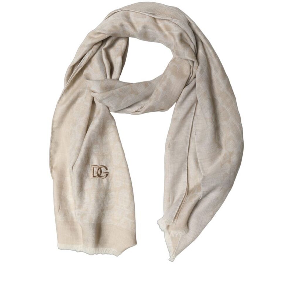 Dolce & Gabbana Men Beige Silk Wool Shawl Lace Stole Men's Scarf